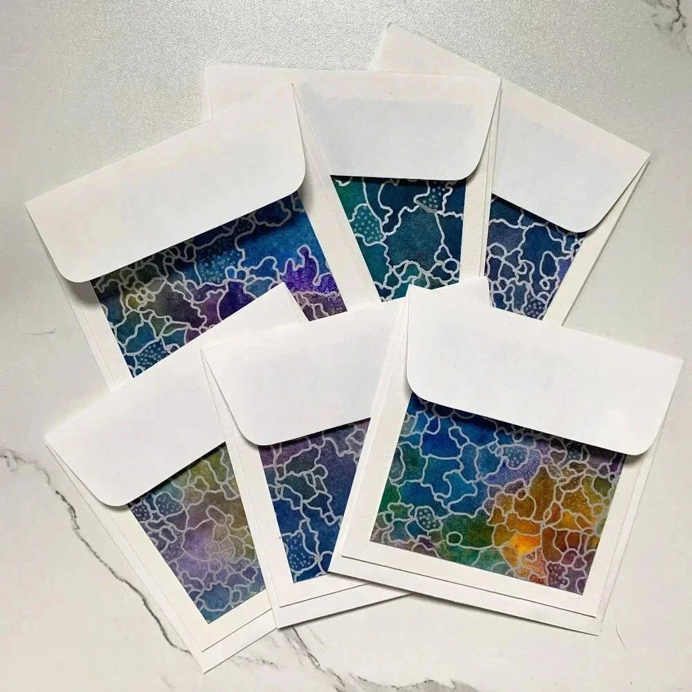 Original Handmade Abstract Watercolor Card Set - 6 Unique Blank Note Cards OOAK - Picture 1 of 14